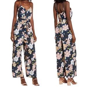 CHELSEA28 NWT Dark Teal Floral Spaghetti Strap Jumpsuit XL